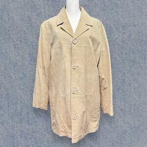 Vintage Colebrook Women’s Genuine Leather Coat in Beige, Size L